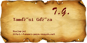 Tamási Géza névjegykártya