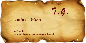 Tamási Géza névjegykártya